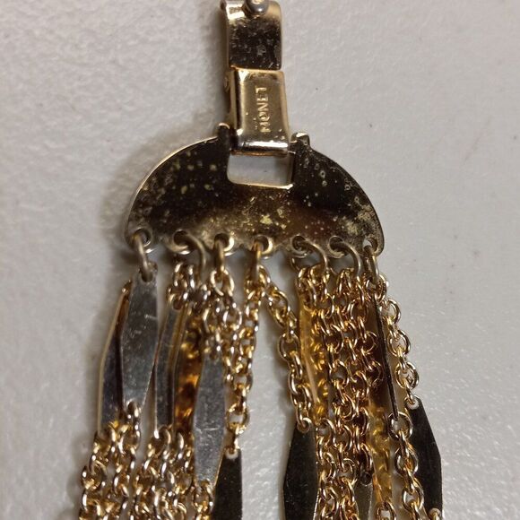 Vintage Monet 14 Strand Gold tone Metal Chain Diamond shapes Design Necklace - Picture 5 of 9